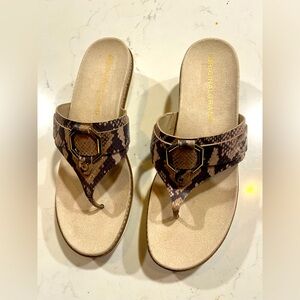 Cole Haan Women Original Grand Flatform Thong Sandals US 10.5 Python Ivy Leather